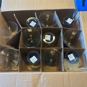 1 Greenbrier International Martini‎ Glass Blue Swirl Stem 12 oz